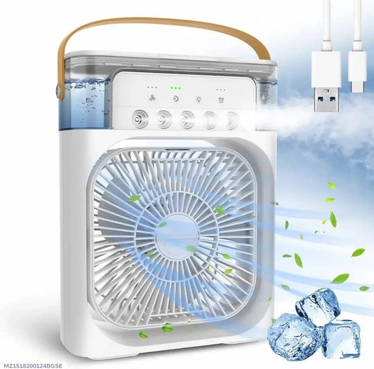 Multi-Function Portable Desktop Air Cooler Fan - High-Velocity Cooling with LED Lighting