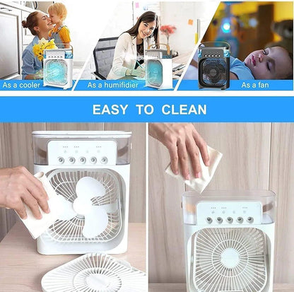 Multi-Function Portable Desktop Air Cooler Fan - High-Velocity Cooling with LED Lighting