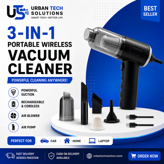 3-in-1 Portable Wireless Vacuum Cleaner for Home, Car & Laptop